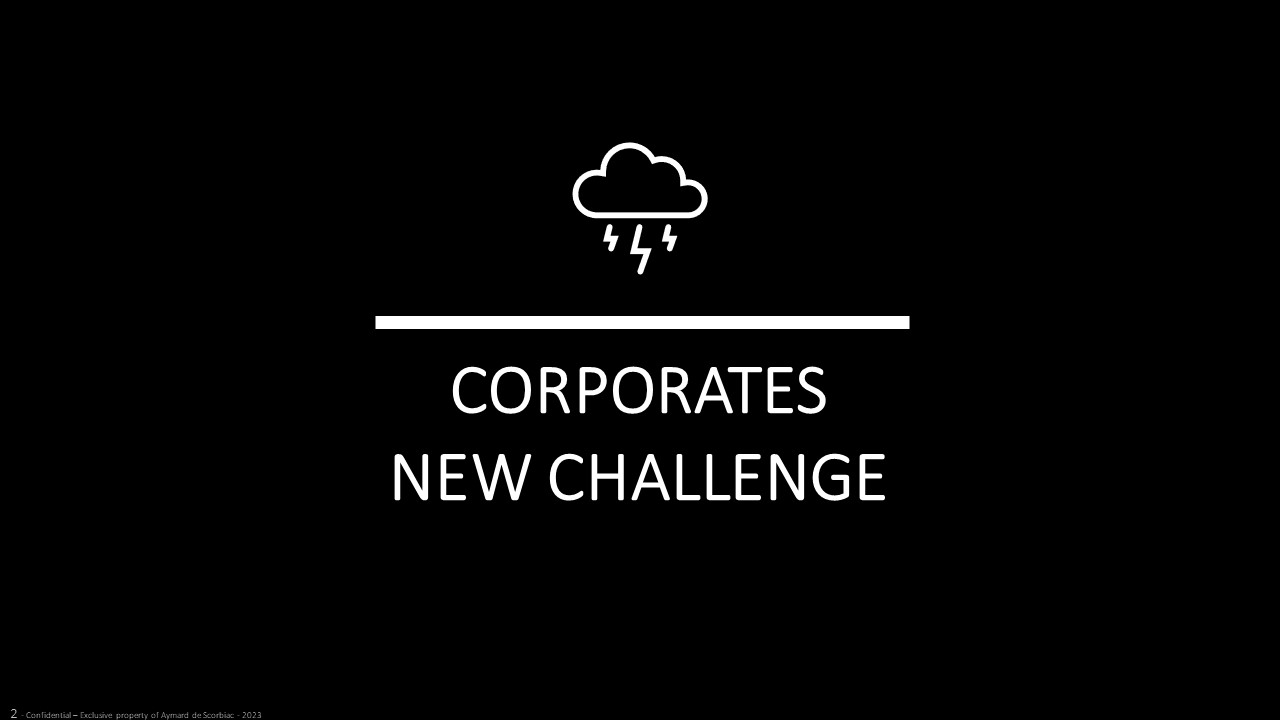 Section slide “Corporates new challenge”: the new challenge of large groups